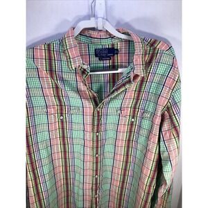 RL Western Polo By Ralph Lauren Multi-Colored Pearl Snap LS Size XL